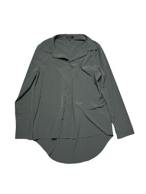 Quince Women’s Small Collared Button Down Long Sleeve Blouse Top Stretch Olive